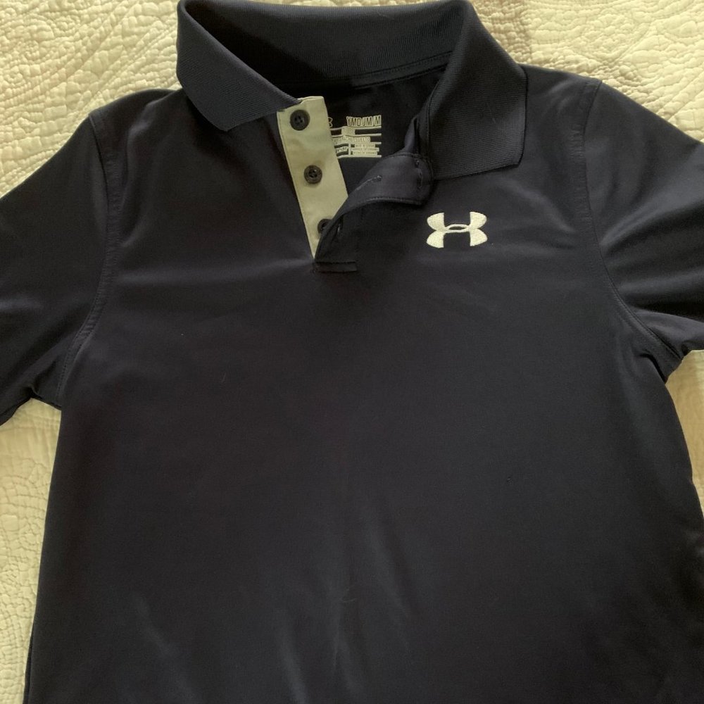 Under Armour boys navy golf shirt Youth Medium